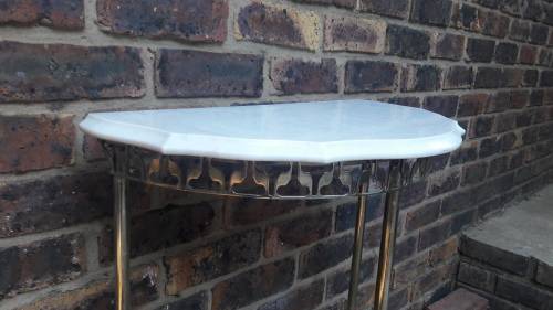 Vintage marble and metal half moon table - 79cm Height