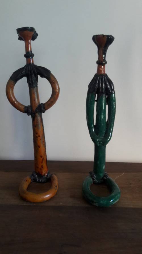 Stunning pair of unique shaped candle stick holders