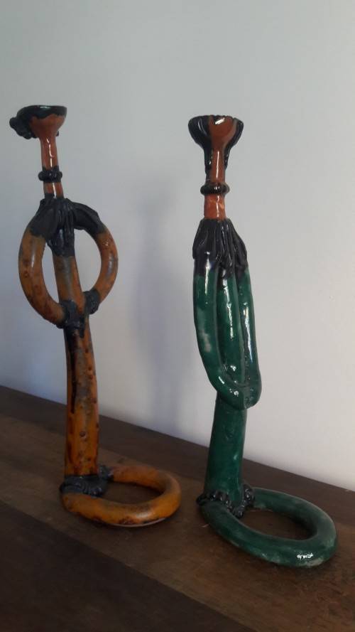 Stunning pair of unique shaped candle stick holders