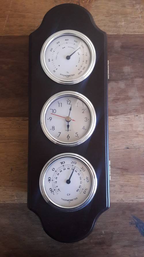Vintage Hygrometer, Clock and Thermometer