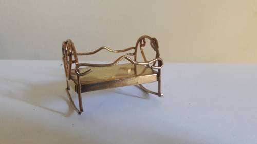 Vintage brass miniature baby crib