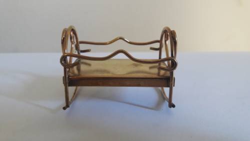 Vintage brass miniature baby crib