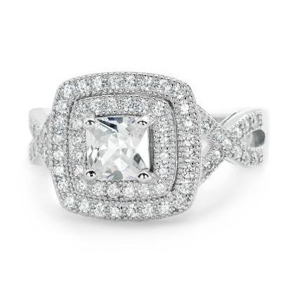 Graceful Princess Cut Cubic Zirconia 925 Sterling Silver Ring