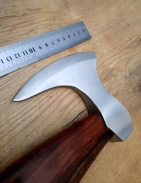 Handmade Stainless Steel Axe, Leather cover for axe head included.
