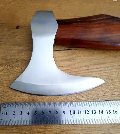 Handmade Stainless Steel Axe, Leather cover for axe head included.