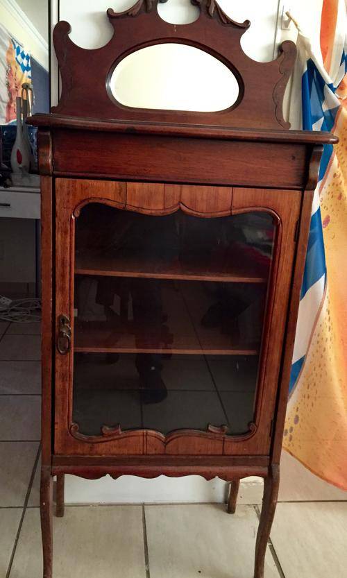 antique rosewood display cabinet - great condition for its age- size 1.3m high