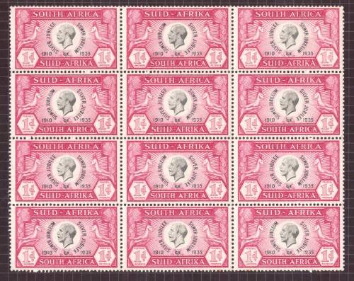 1935 - KGV  UNION SILVER JUBILEE 1d BLOCK WITH VIRAITY  - MNH