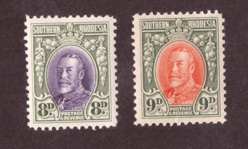 1931 - KGV   Southern Rhodesia MNH 8d-9d