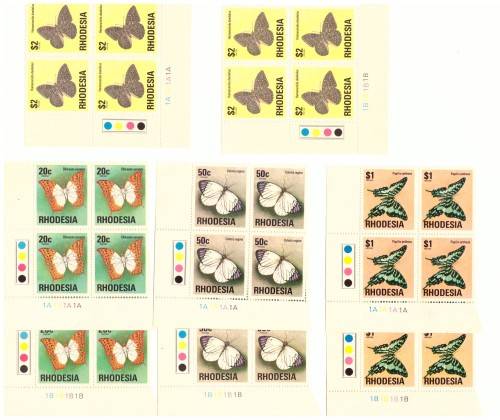 Rhodesia 1974 issue, Decimal Definitive, Control blocks 1A 1B hinge on the margin