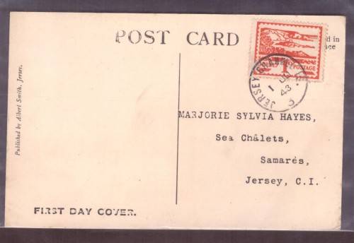 Great Britain. Jersey First Day Cover  [post card] stamps  1d.  1 JU 1943.