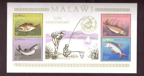Malawi .Souvenir sheet .35thAnniversary of Angling Socieity. MNH