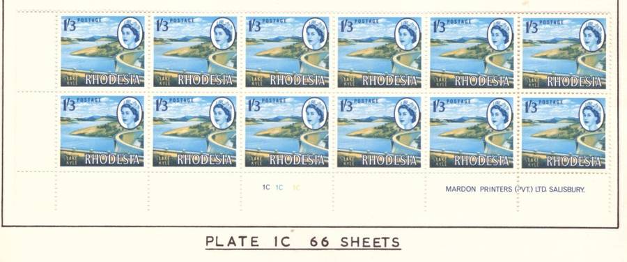 Rhodesia  1966-70  issue. SACC #151 B. Imprint  and Control block..  Hinge on margin. Experimental .