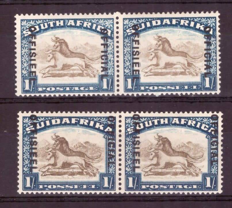 1930-47  UNION  of South Africa. OFFICIAL SACC#17-19mm inv wmk.#18-21mm Shift oveprint.  MNH