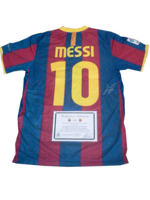 2010/2011 Barcelona Lionel Messi signed Soccer Jersey +COA