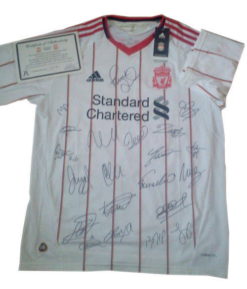 2010/2011 LIVERPOOL SOCCER JERSEY TEAM SIGNED