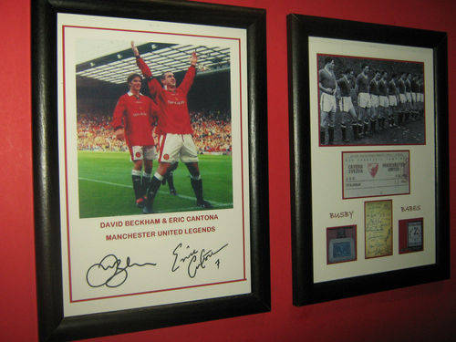 MANCHESTER UNITED LEGENDS ERIC CANTONA AND DAVID BECKHAM SIGNED PHOTO