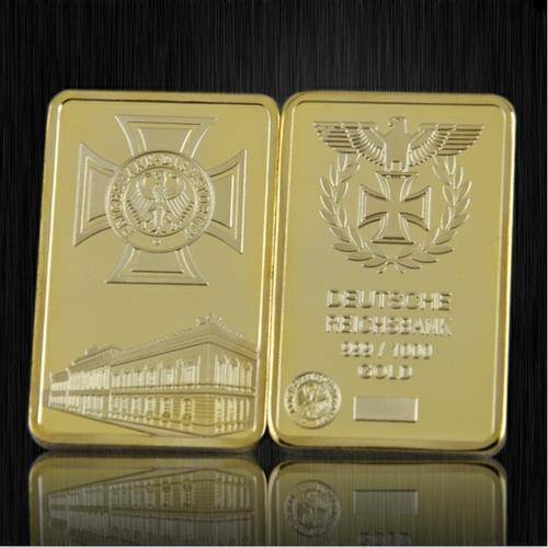 1 oz 24K GOLD PLATED DEUTSCHE REICHSBANK BAR 100 MILLS