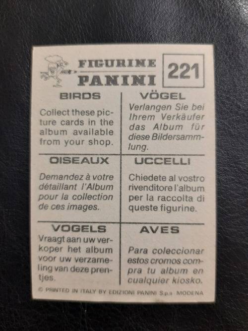 Figurine Panini Birds Sticker #221 (1979)