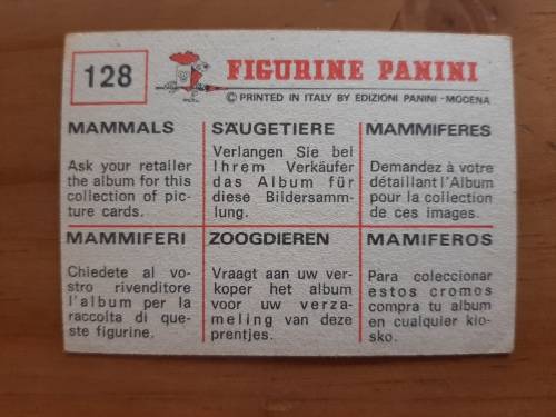Figurine Panini Mammals Sticker #128 (1978)