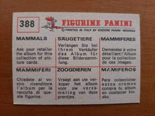 Figurine Panini Mammals Sticker #388 (1978)