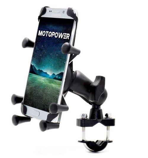 Bike or Motorcycle Cell Phone Mount - For any Smartphone & GPS - MOTOPOWER MP0619