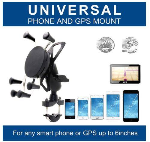 Bike or Motorcycle Cell Phone Mount - For any Smartphone & GPS - MOTOPOWER MP0619