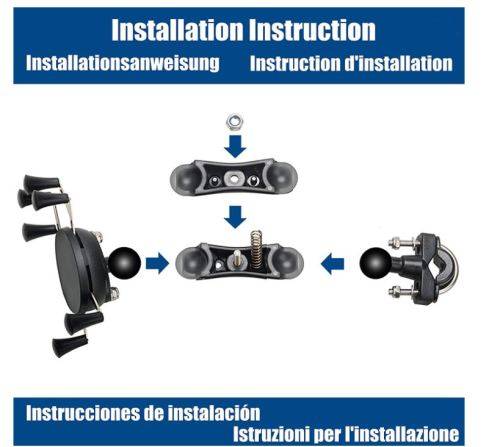 Bike or Motorcycle Cell Phone Mount - For any Smartphone & GPS - MOTOPOWER MP0619