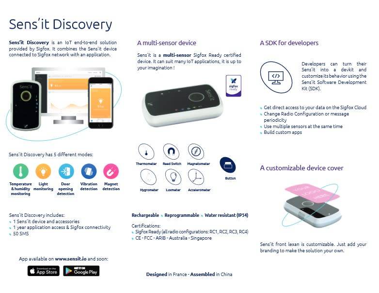 Sigfox Sens`it 3.1 Multi Function IOT 2G Network Sensor White
