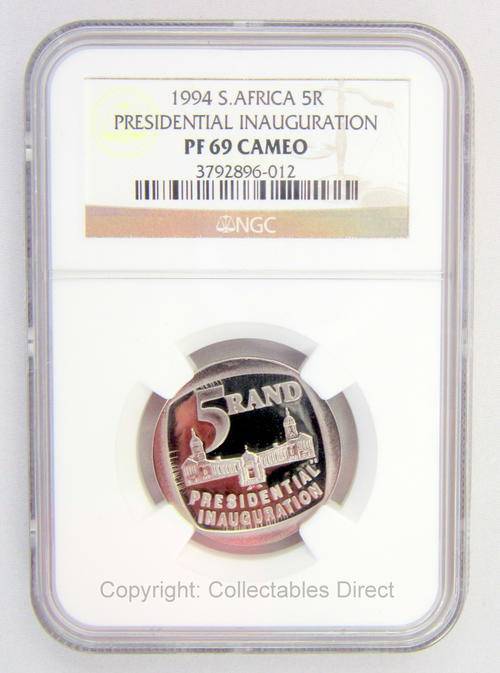 ***PF 69 CAMEO***Finest Known***1994 Nelson Mandela Inauguration R5***Union Buildings on display!!