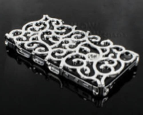 Silver Electroplating Hollow Pattern Hard Case Back Cover for iPhone 4G 4S