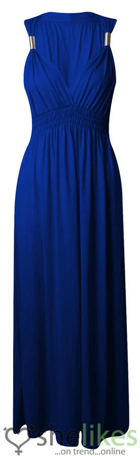 In Stock - Sleeveless Stretch Maxi Dress - Royal Blue