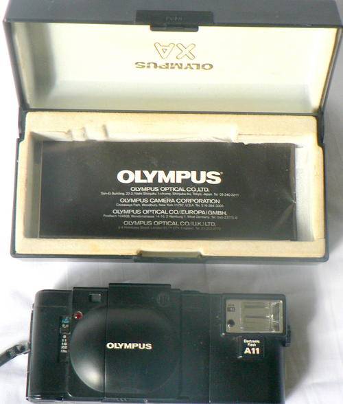 Olympus A11 with A11 electronic flash and case
