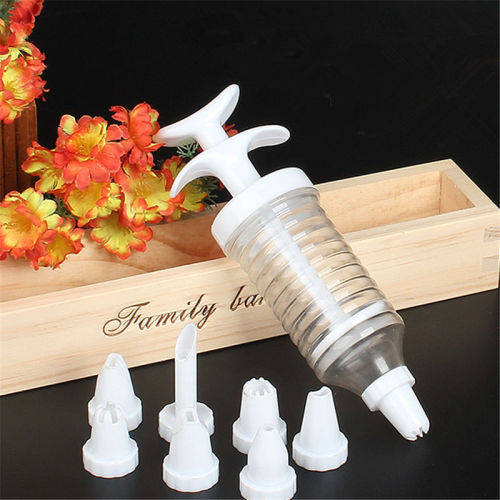 New 8-Tips-Nozzle-Cake-Syringe-Cupcake-Decorating-Icing-Piping-Gun-Set-Tool-Kit Hot DEAL
