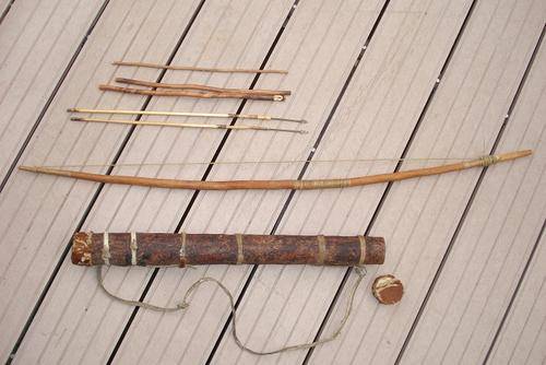 Complete Genuine Kalahari Bushman Quiver Bow and arrow box set with fire sticks and digging tool
