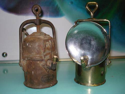 2 X Antique genuine Carbide mining Lamp lantern torch as used on gold mine Johannesburg South Africa
