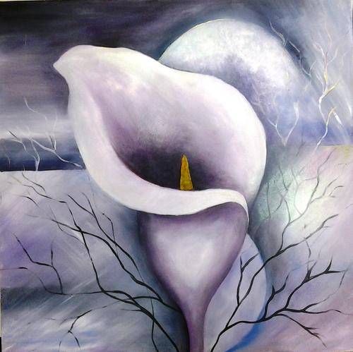 Arum lily in lilac - oil - 450mm x 450mm