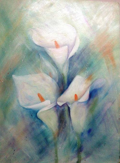 Arum lilies in oil  430 x 340mm