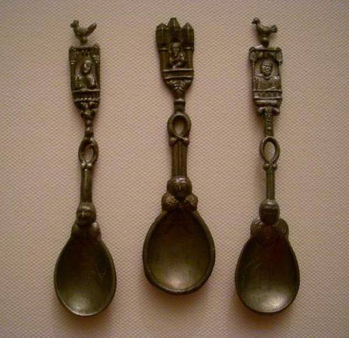 3 Old Dutch Handcrafted Pewter Spoons