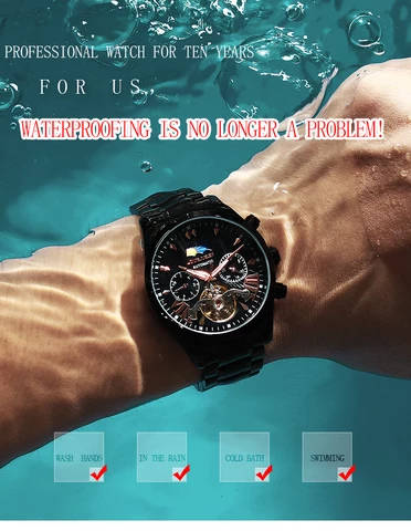 Mechanical Watch - Louiejuelen - Silver Watch Strap - Black Face