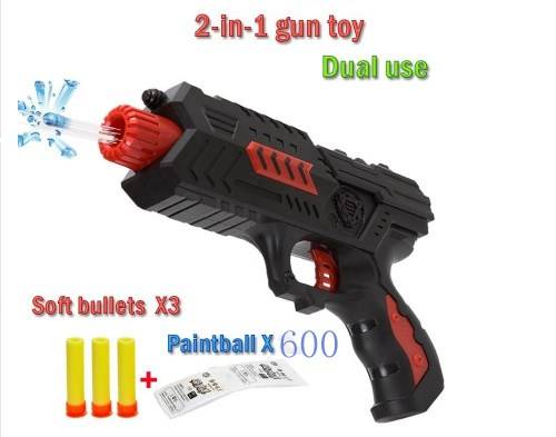 2-in-1 Shooting Gun Toy Foam Dart and Water Polymer Ball