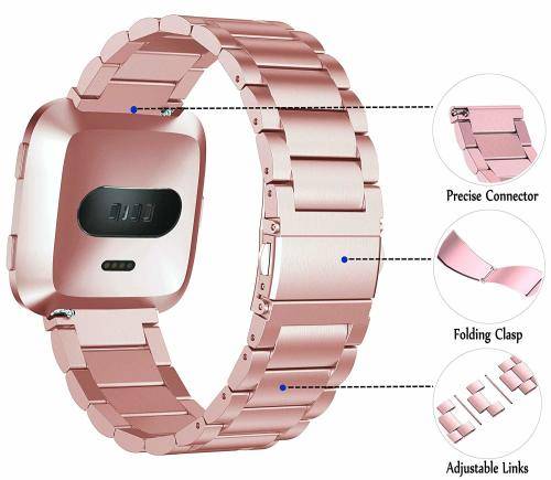 Fitbit Versa/Versa 2/Versa Lite Solid Stainless Steel Metal Replacement Bracelet Strap Band