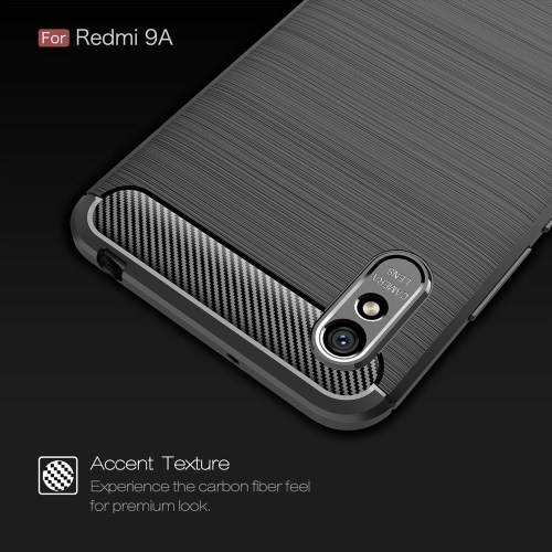 Carbon Fibre TPU Silicone Gel Case Edge Protection Phone Cover For Redmi 9A