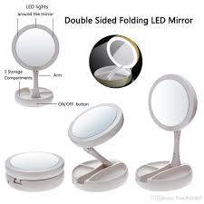 Fold-Away Distortion-free, LED-illuminated and Two-sided Mirror