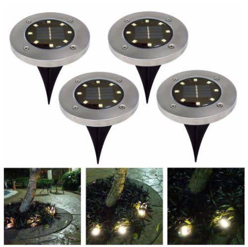 4PCS / PACK 8 LED SOLAR POWERED GROUND LIGHTS