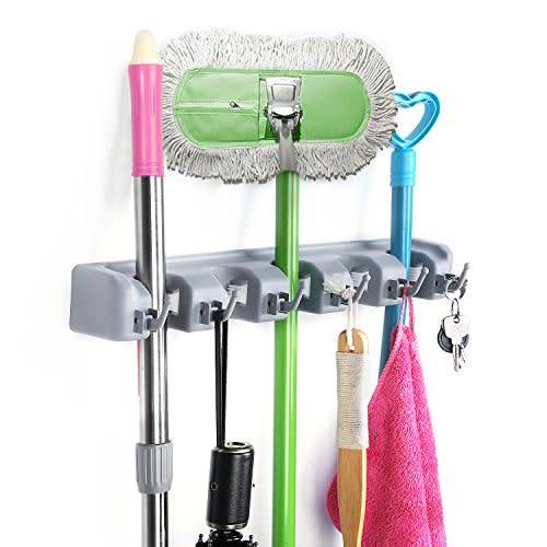 Broom and Mop Holder Wall Mounted Garden Tool Rack Garage Storage and Organizer
