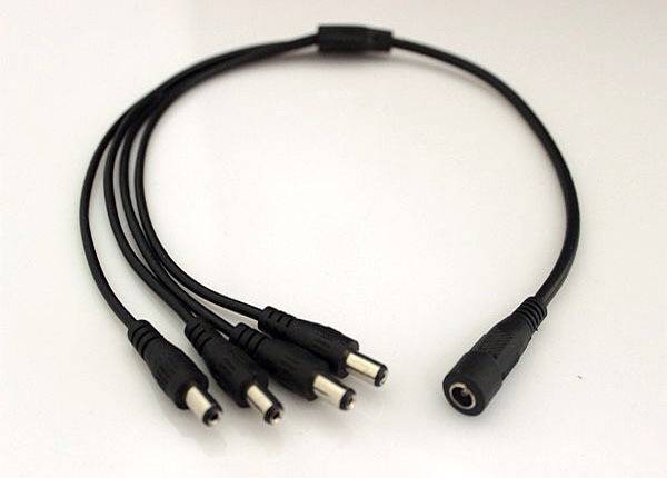 CCTV camera power DC cable splits one  into 4