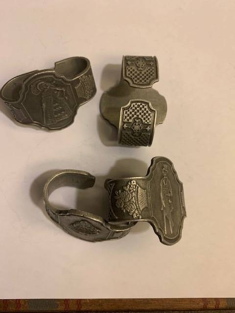 German pewter napkin holders, rings  'B' Zinn,