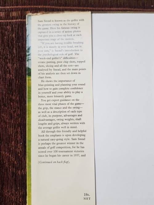Sam Snead on Golf. First Edition, by Sam Snead