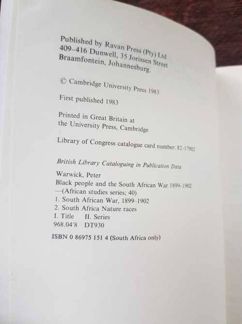 Black People and the South African War AND The Destruction of the Zulu Kingdom, First Editions