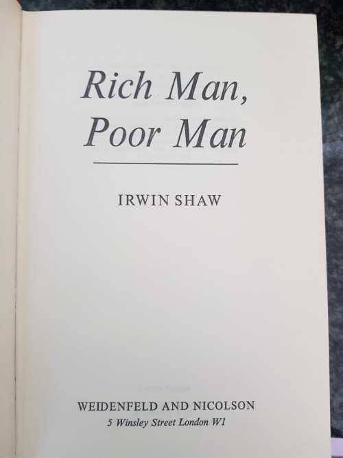 Rich Man, Poor Man, First Edition by Irwin Shaw.  Rare book !